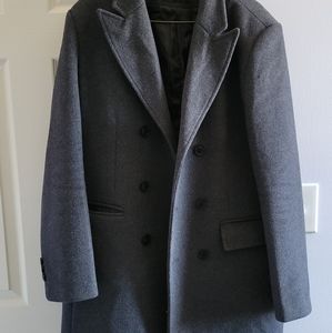 Men's Premium Wool Blend Double Breasted Long Pea Coat